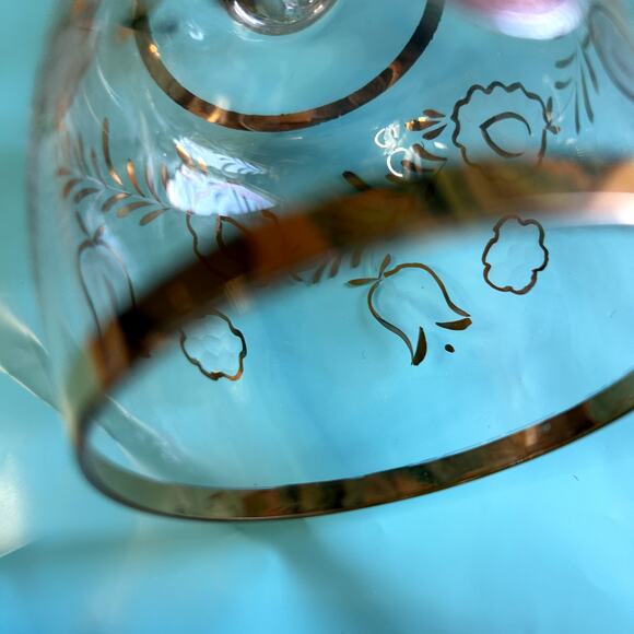 Crystal Bell made in Romania Gold designs on clear glass with etching flowers - Picture 4 of 9